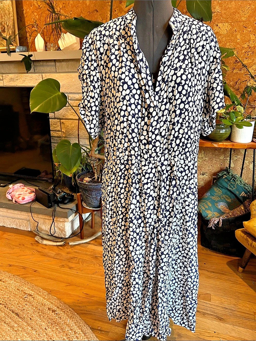Vintage Inspired Prairie Corr Abstract Print Maxi Dress Size 16 Like New